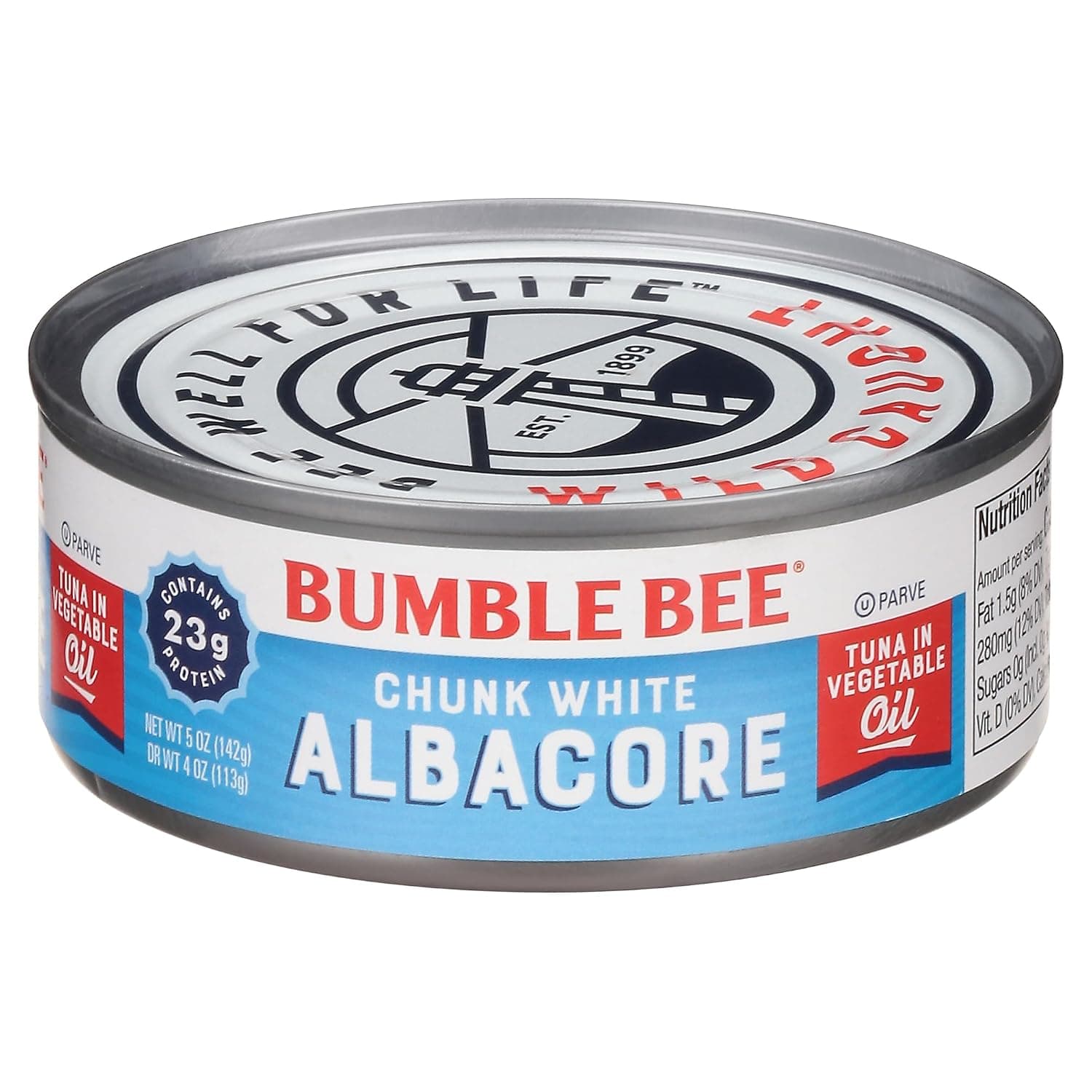 Bumble Bee Chunk White Albacore Tuna in Oil, 5 oz Can - Wild Caught Tuna - 23g Protein per Serving, High in Omega-3s - Non-GMO Project Verified, Gluten Free, Kosher - image 1 of 1