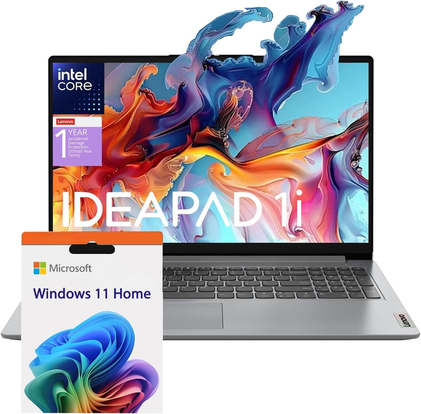 Lenovo Essential Laptop | Ideapad 1i | 20GB RAM | 15.6" FHD Display | 1TB PCIe+128GB eMMc Storage | 1 Yr Office 365 + Lenovo ADP | Intel Dual-Cores Processor | HDMI | Wi-Fi 6 | Win 11 Home | Gray