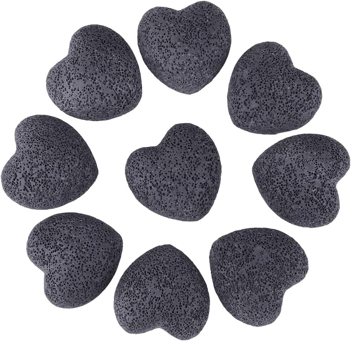 Rockcloud Black Lava Rock Stone Heart Shape Pocket Stones Dyed Lava Rocks Aromatherapy Essential Oil Diffuser Set, 0.9 Inch, 10 Pcs - image 1 of 1