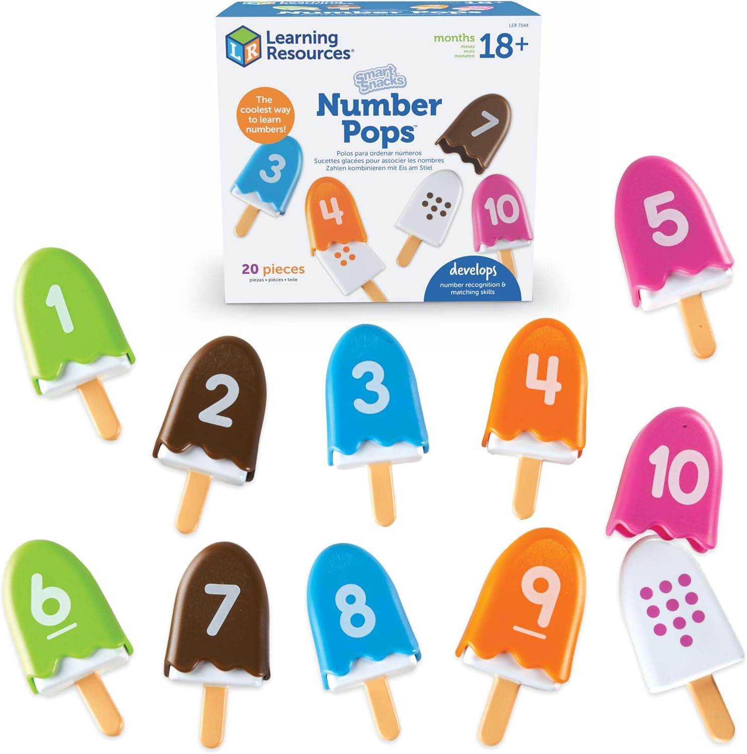Learning Resources Smart Snacks Number Pops - 20 Pieces, Ages 2+,Toddler Number Learning Toys, Preschool Math Games, Fine Motor Toys, Numbers for Kids - image 1 of 1