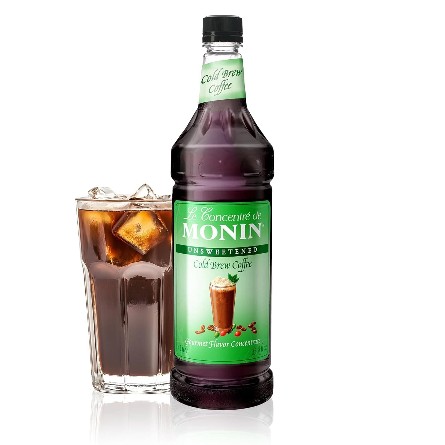 Monin - Premium Unsweetened Cold Brew Coffee Concentrate | Rich Espresso Flavor | Clean Label with No Artificial Flavors, No Artificial Preservatives (BPA-Free Plastic Bottle, 33.8 fl oz) - image 1 of 1