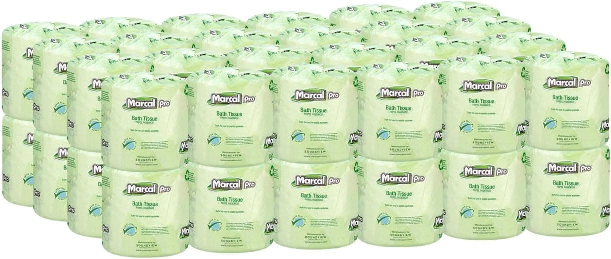 Marcal Pro Toilet Paper 100% Recycled - 2 Ply, White Bath Tissue, 242 Sheets Per Roll - 48 Individually Wrapped Rolls Per Case Green Seal Certified Toilet Paper 03001 - image 1 of 1