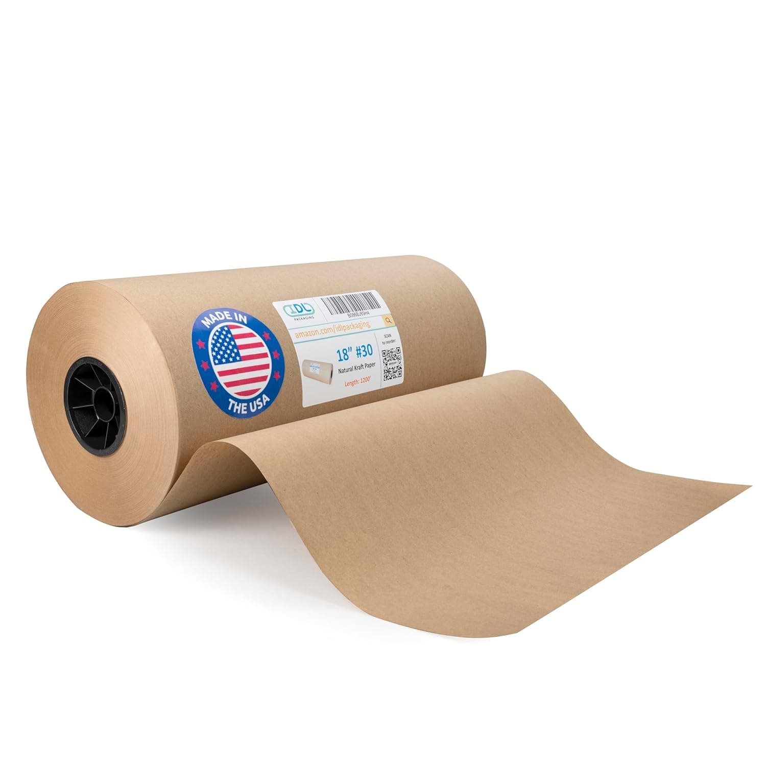 IDL Packaging 18" x 14400" (1200 ft) Large Brown Kraft Paper Roll for Packing - Perfect Natural Kraft Wrapping Paper for Void Filling - Craft Paper for Kids Art Projects - image 1 of 1