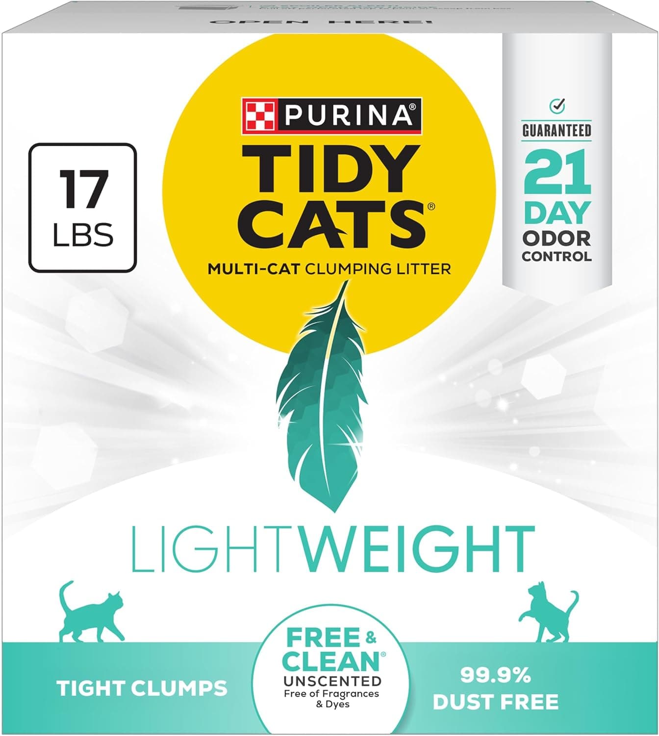 Purina Tidy Cats LightWeight Free and Clean Unscented, Multi-Cat, Clumping, 99.9 Percent Dust Free Cat Litter - 17 lb. Box - image 1 of 1