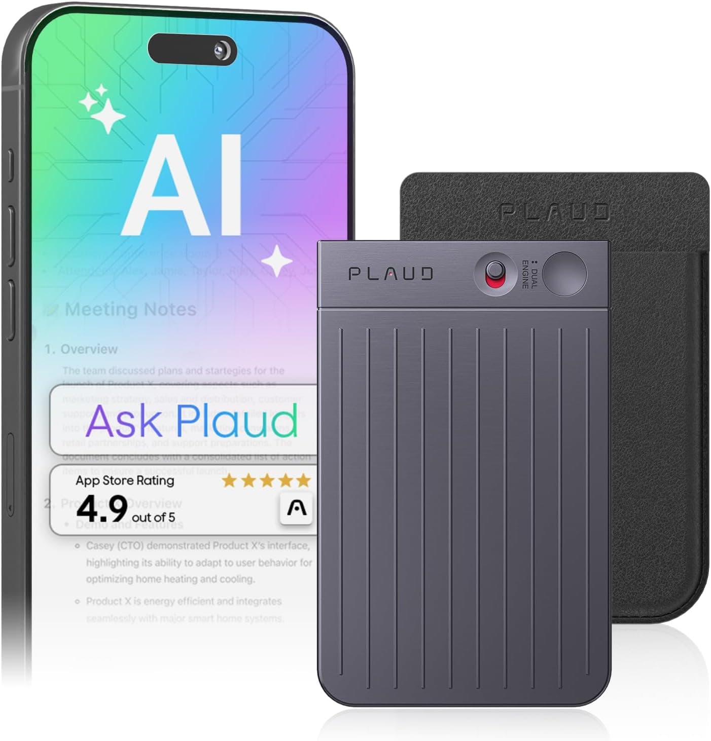 Plaud Note AI Voice Recorder, Voice Recorder w/Case, App Control, Transcribe & Summarize with AI Technology, Support 112 Languages, 64GB Memory, Audio Recorder for Lectures, Meetings, Calls, Black - image 1 of 1