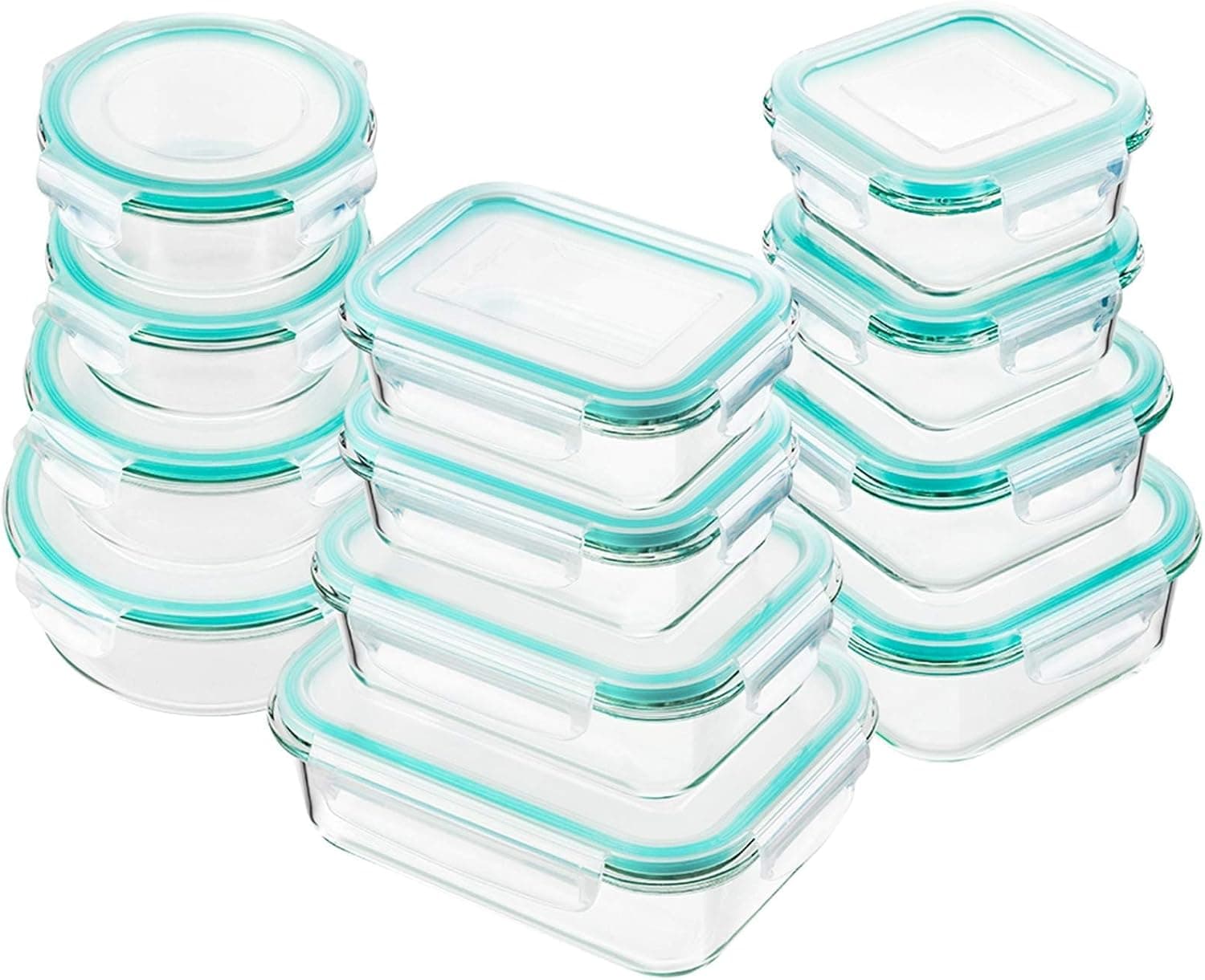 Bayco Glass Food Storage Containers with Lids, [24 Piece] Meal Prep, Airtight Bento Boxes, Leak Proof (12 lids & 12 Containers) - Blue - image 1 of 1