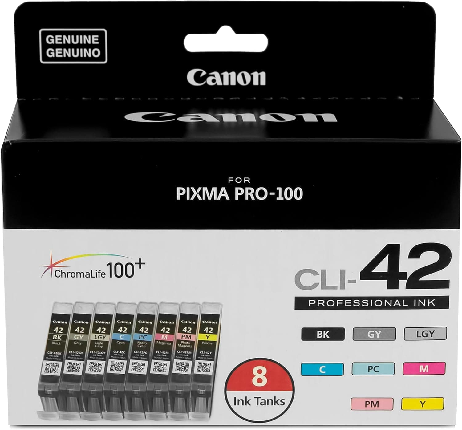 Canon CLI-42 Genuine Eight Color Pack, Compatible with PIXMA PRO-100 Printers - image 1 of 1