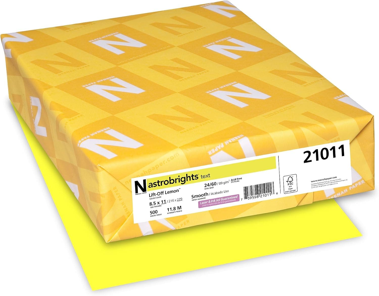 Bright Color Paper, Neenah Astrobrights®, Letter Paper Size, 24 Lb, FSC Certified®, Lift-Off Lemon, Ream Of 500 Sheets - image 1 of 1