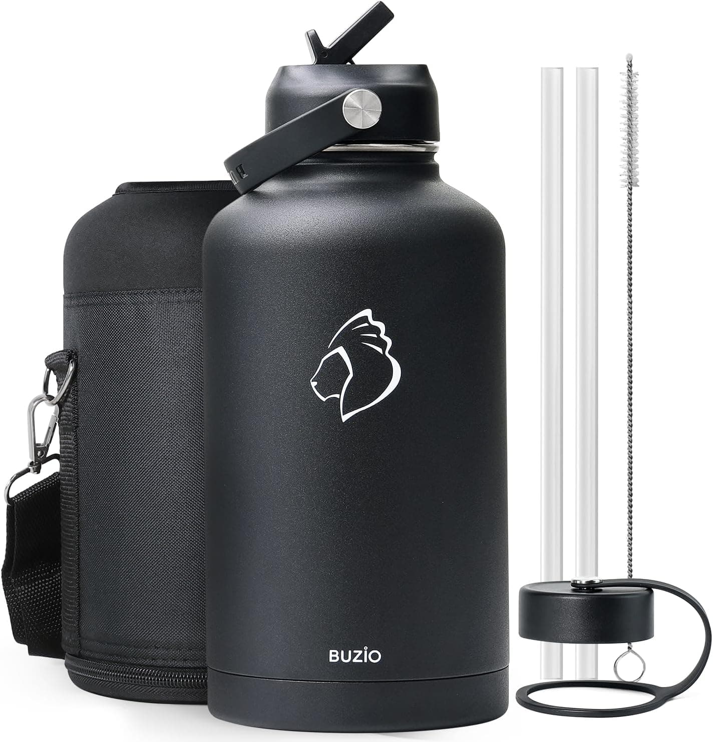 BUZIO Vacuum Insulated Stainless Steel Water Bottle 64oz (Cold for 48 Hrs/Hot for 24 Hrs) BPA Free Double Wall Travel Mug/Flask for Outdoor Sports Hiking, Cycling, Camping, Running - image 1 of 1