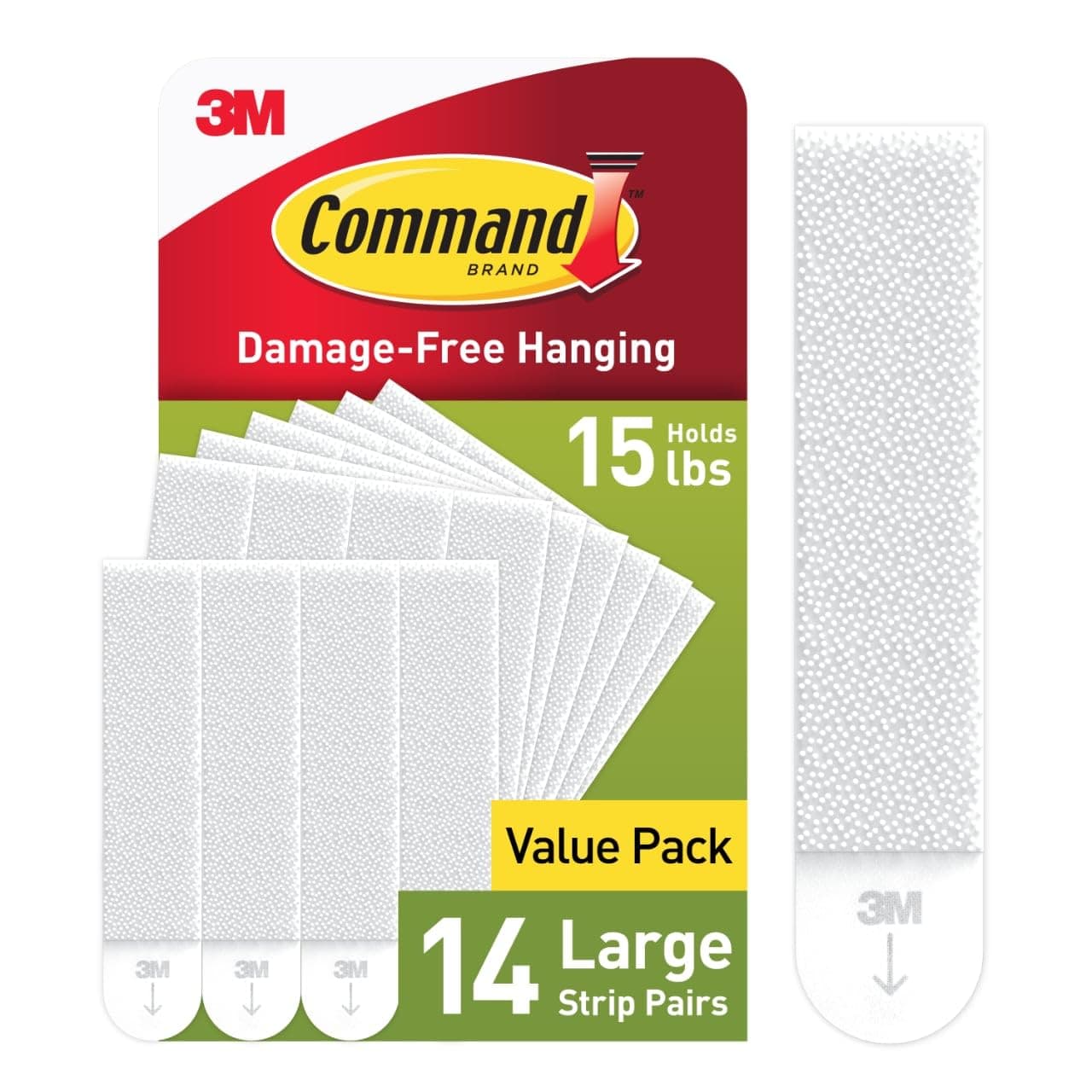 Command 15 lb Large Picture Hanging Strips 14 Pairs (28 Command Strips), Damage-Free Hanging Picture Hangers, No Tools Wall Hanger for Home Decor, White Adhesive - image 1 of 1