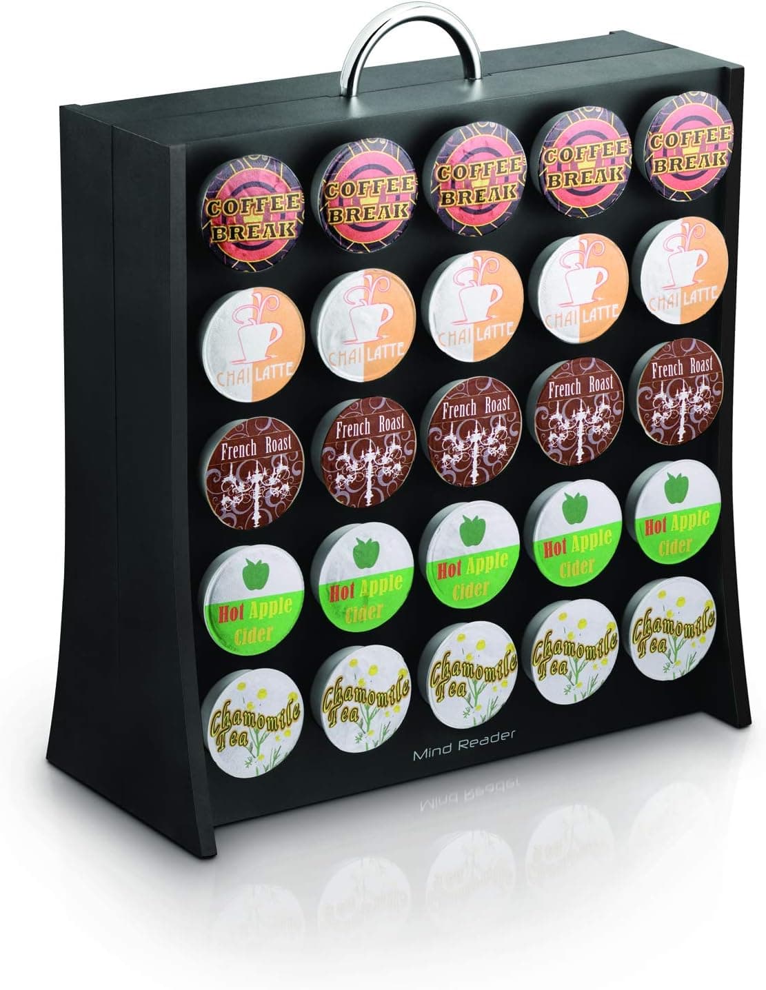 Mind Reader Single Serve Coffee Pod Storage, 50 Coffee Pod Capacity, Countertop, Double-Sided, 12"L x 4"W x 14"H, Black - image 1 of 1