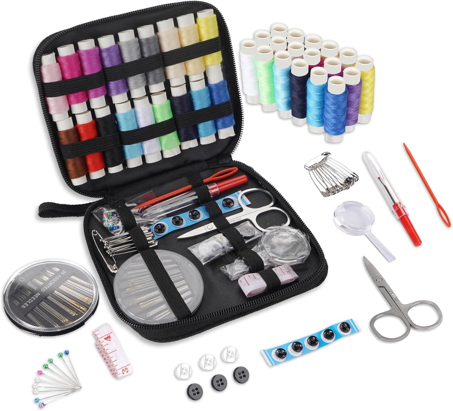StiVerse 84 Pcs Mini Sewing Kit for Adults, 18 Color Needle and Thread kit, Professional Sewing, Supplies Accessories for Travel Beginners Worker Kids, Emergency, DIY and Home