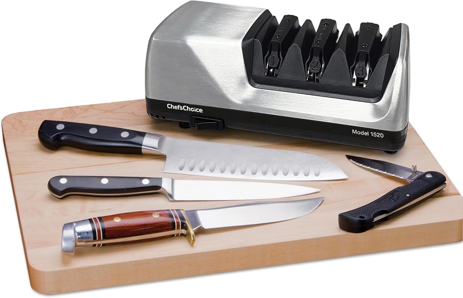 Chef'sChoice Professional Electric Knife Sharpeners AngleSelect for 15- and 20-Degree Straight-Edge and Serrated Knives with Diamond Abrasives & Precision Angle Control, 2-Stage, Metallic - image 1 of 1