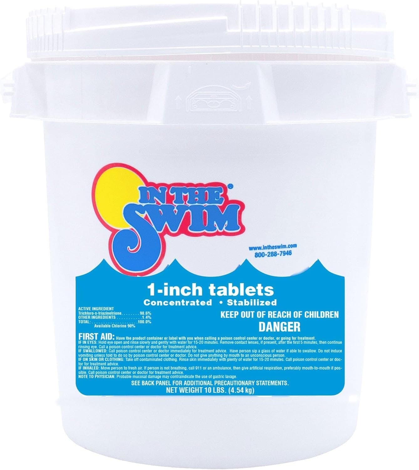 In The Swim 1 Inch Stabilized Chlorine Tablets for Sanitizing Swimming Pools - Fast Dissolving - 90% Available Chlorine - Tri-Chlor - 10 Pounds - image 1 of 1