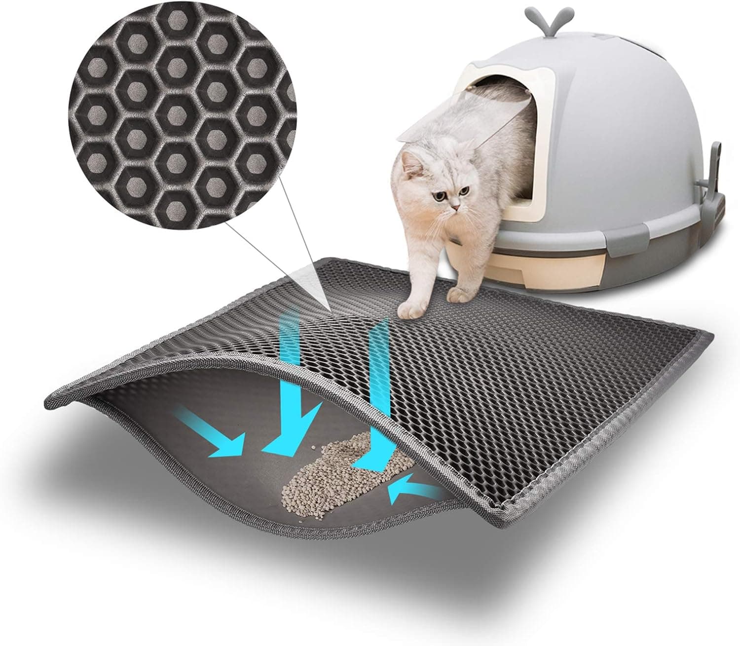 Pieviev Cat Litter Mat Double Layer Waterproof Urine Proof Trapping Mat 1 Pack (Gray, 24x15 Inch (Pack of 1)) - image 1 of 1
