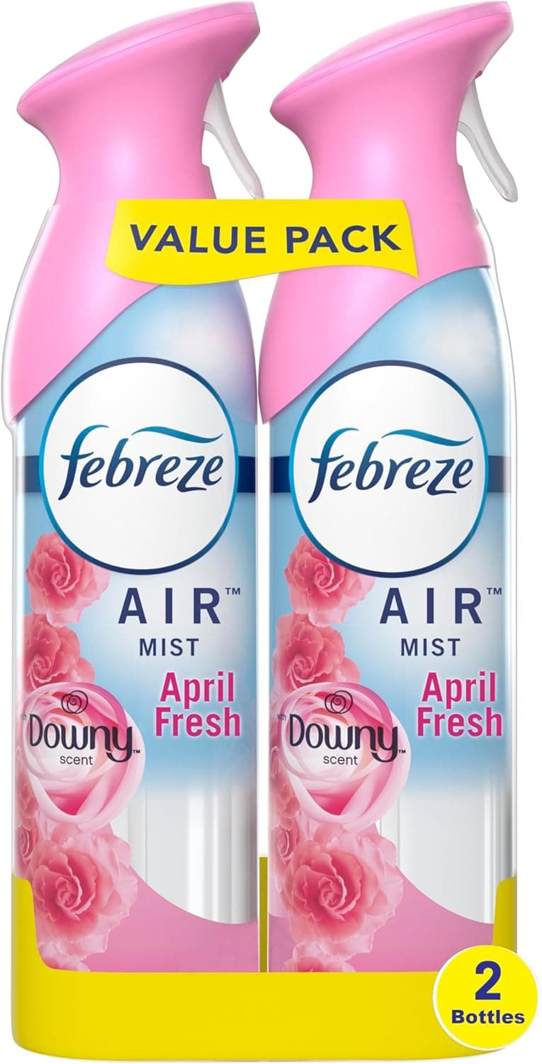 Febreze Air Mist Air Freshener Spray, Odor-Fighting Room Spray, Air Fresheners for Home and Bathroom and Kitchen, Aerosol Can, Downy April Fresh Scent, 8.8oz, 2 Count