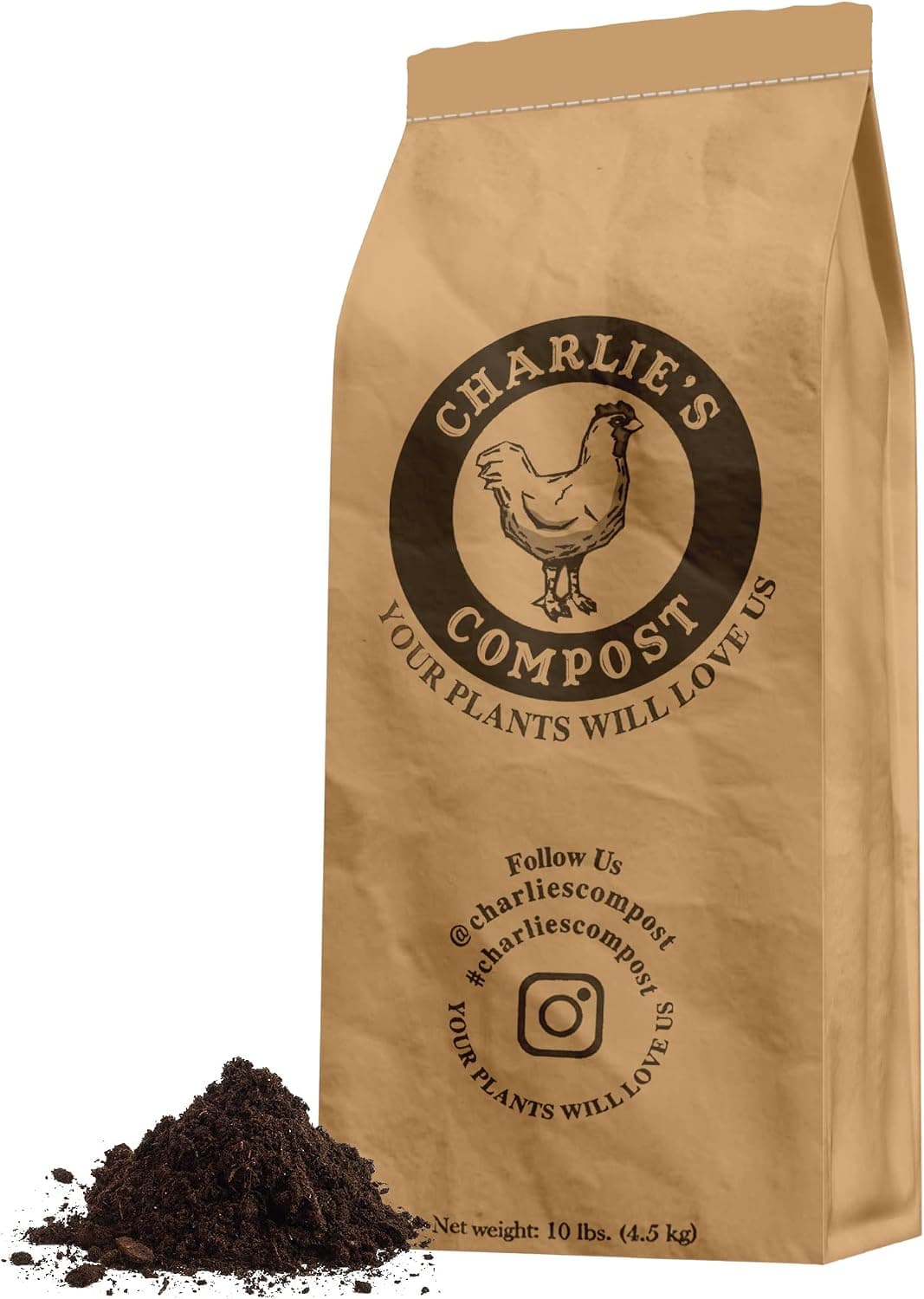 Charlie's Compost - Odor Free Organic Fertilizer for Home Gardens, Raised Beds, Containers, Seed Starting Mix, Natural Soil Amendment with Biochar 10lb - image 1 of 1