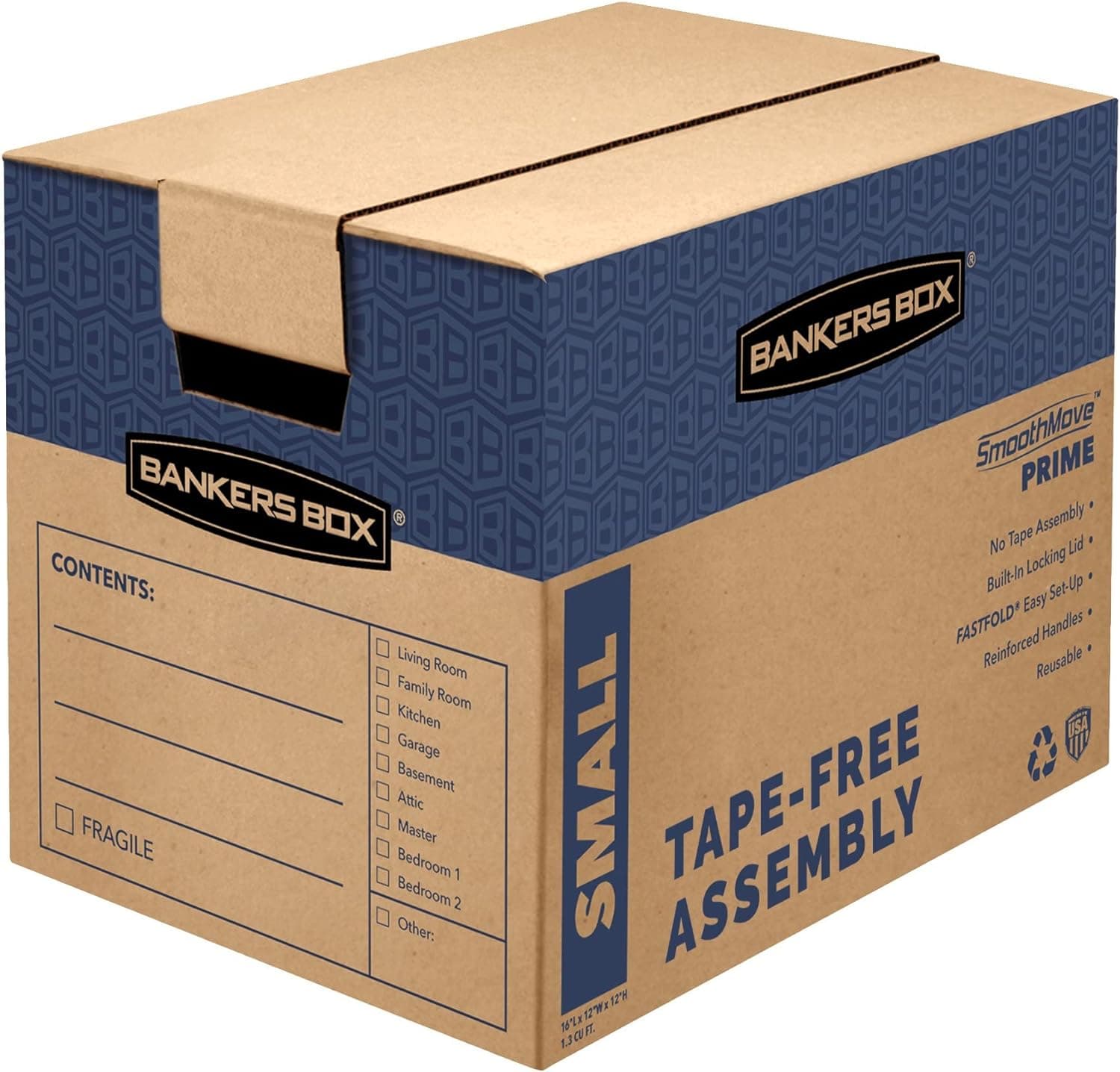 Bankers Box Small Prime Moving Box 10 Pack, Reinforced Handles, Tape-Free Assembly, Attached Lid, 16-in x 12-in x 12-in (0062716) - image 1 of 1