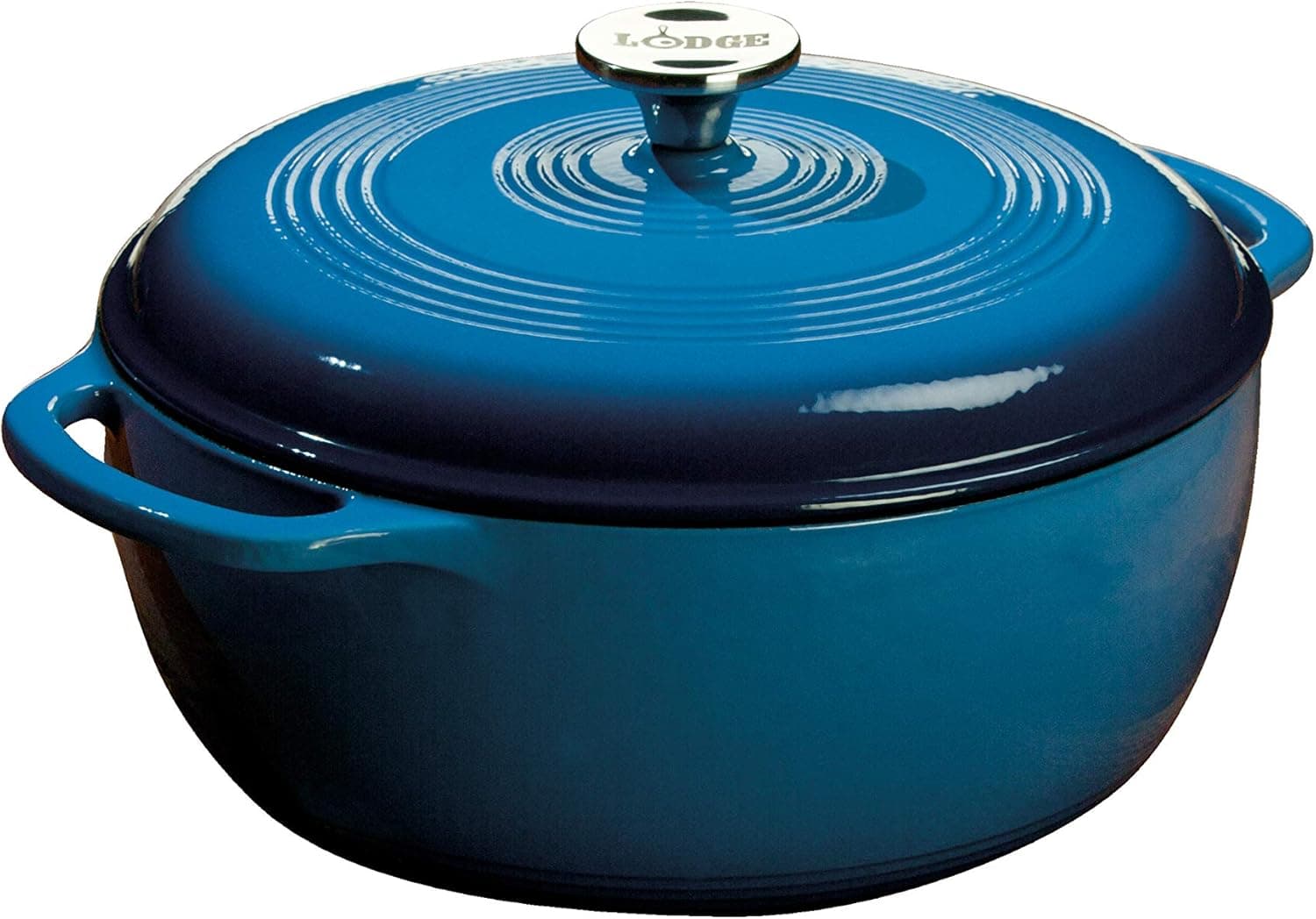 Lodge Essential Enamel Cast Iron Dutch Oven - Perfect for Bread Baking, Braising, Marinating & Slow Cooking - Features Moisture-Sealing Lid & Dual Handles - Kitchen Essentials - 6 Quarts - Caribbean Blue - image 1 of 1