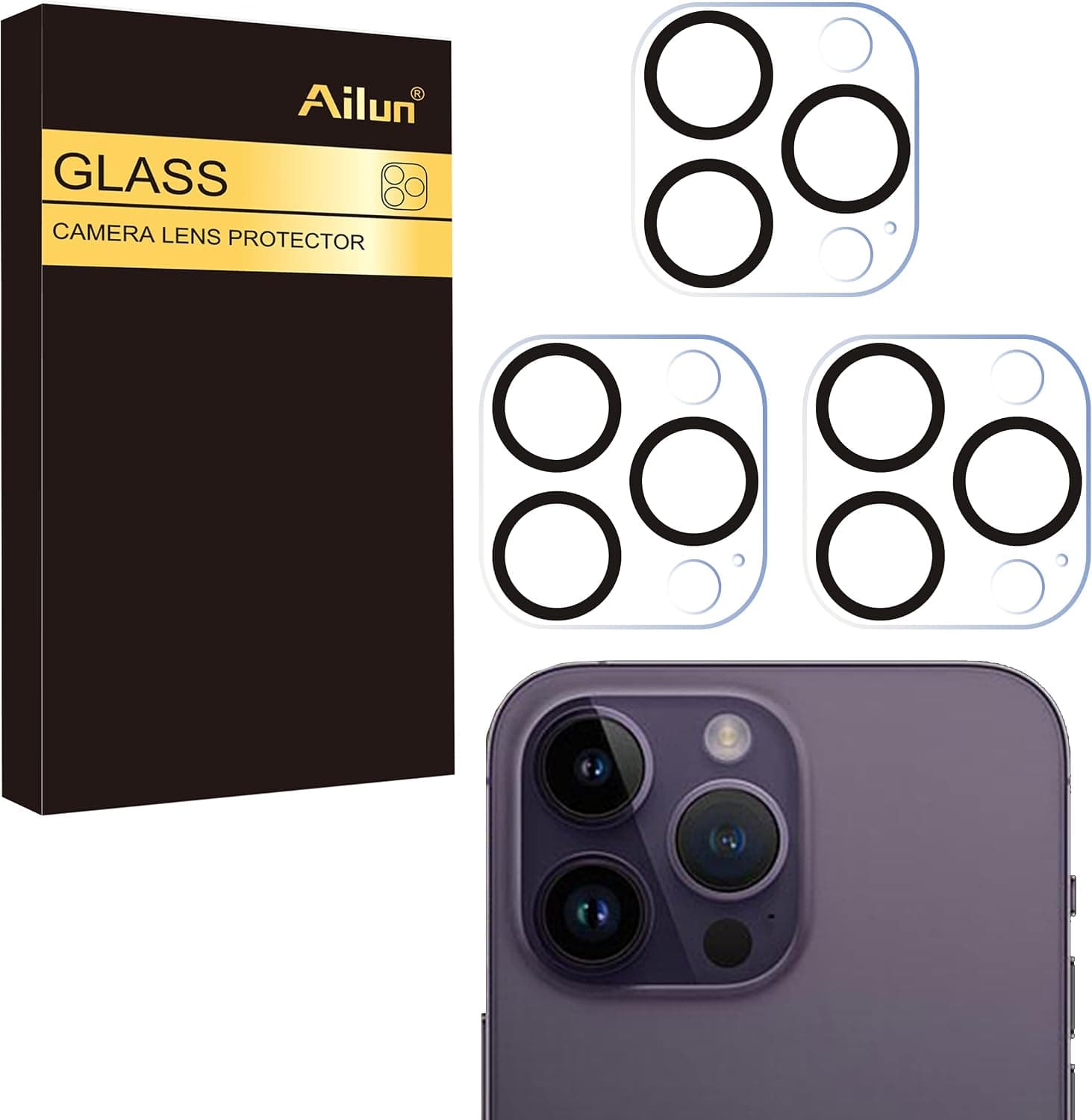 Ailun 3 Pack Camera Lens Protector for iPhone 16 Pro / 14 Pro & iPhone 16 Pro Max / 14 Pro Max,Tempered Glass,9H Hardness,Anti-Scratch,Case Friendly[Does not Affect Night Shots] - image 1 of 1