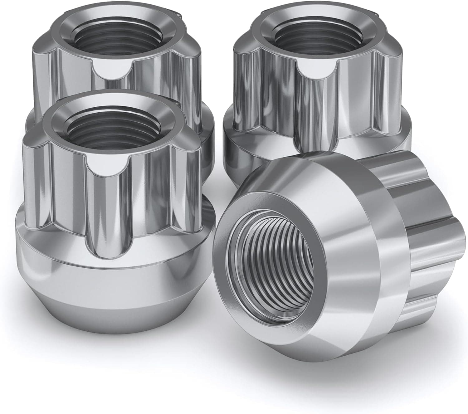 White Knight 41700 Chrome Finish 12mm x 1.50 Thread Size Open End Acorn Wheel Lock, (Pack of 4) - image 1 of 1