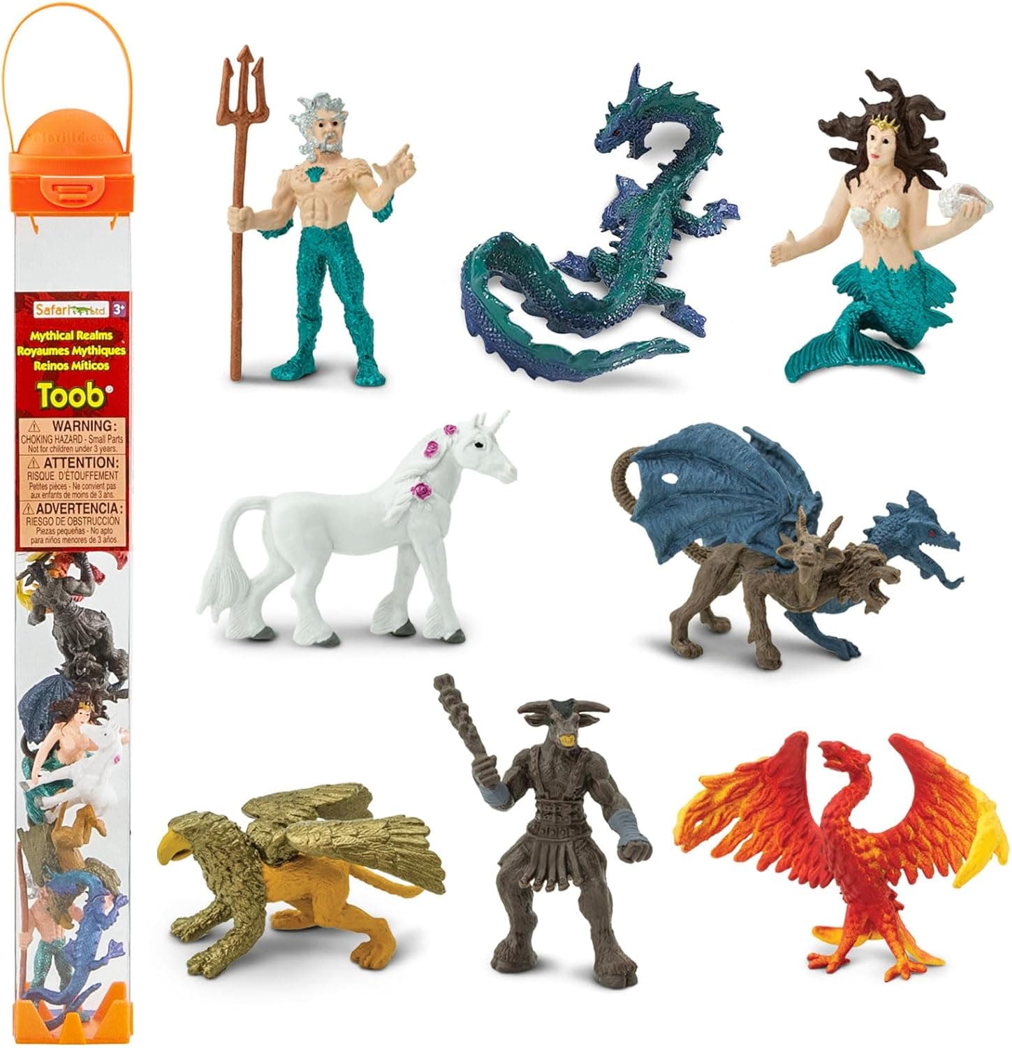 Safari Ltd. Mythical Realm TOOB - 8 Mini Figurines: Chimera, Griffin, Phoenix, Unicorn, Sea Dragon, Minotaur, Poseidon, & Mermaid - Mythology Educational Toy Figures for Boys, Girls & Kids Ages 3+ - image 1 of 1