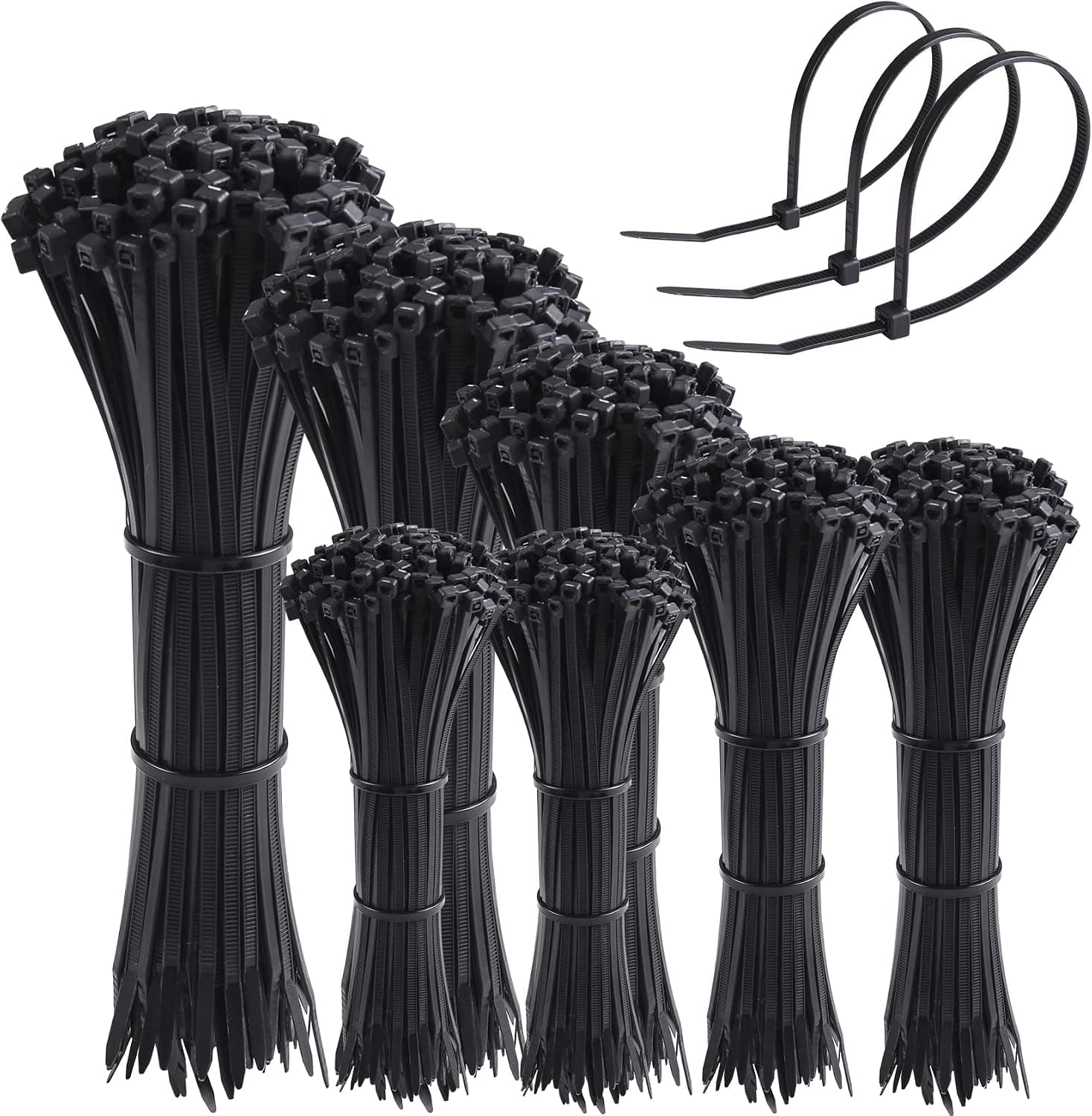 DTOL Cable Ties Assorted Sizes 4+6+8+10+12 Inch Zipties Heavy Duty Plastic Wire Ties UV Resistant Zip Ties Assortment Small Zip Tie Wraps Cord Management for Home, Office, Gardening, 700 Pack Black - image 1 of 1