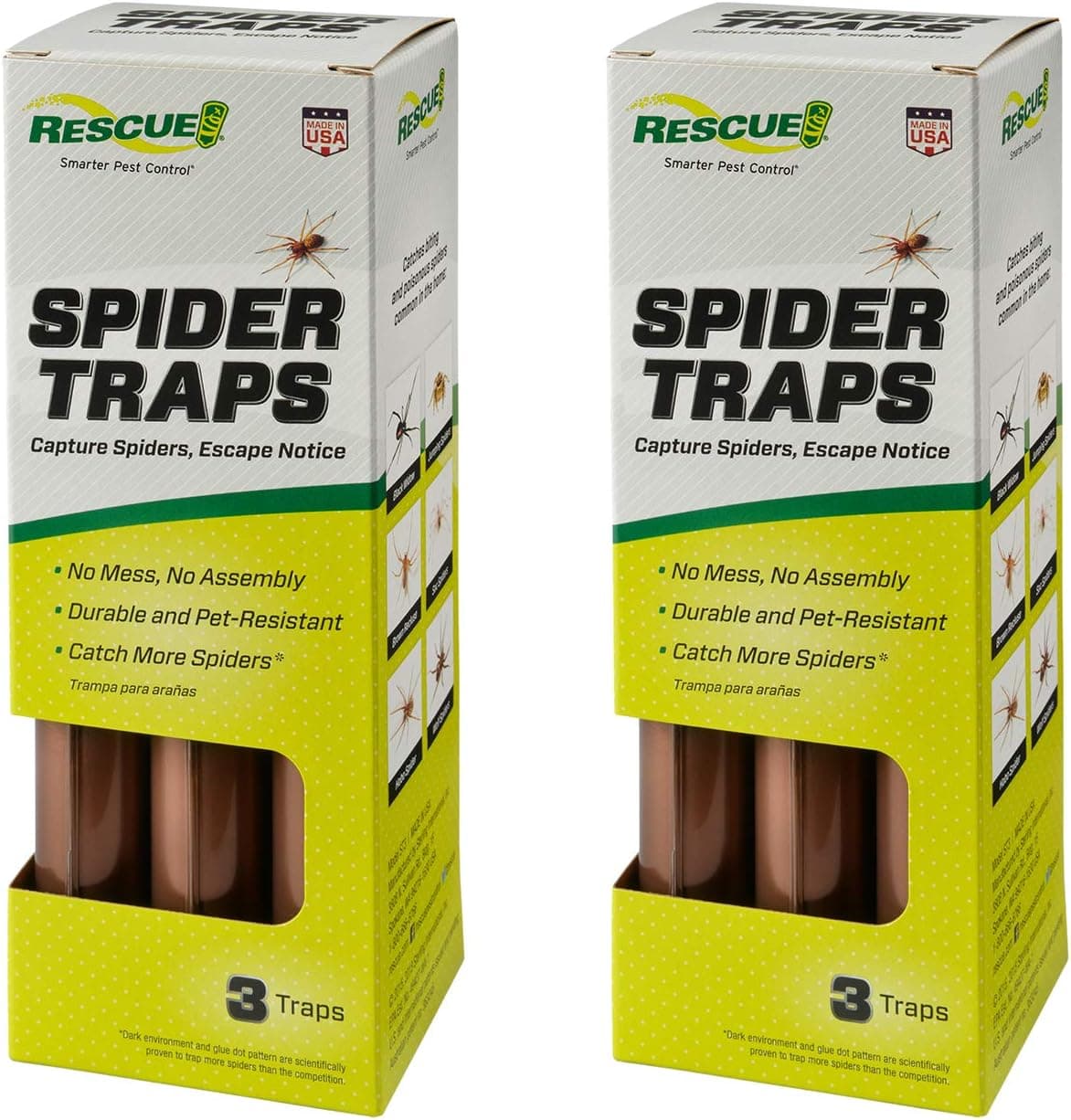 RESCUE! Spider Traps – Catches Brown Recluse, Hobo Spiders, Black Widows & Wolf Spiders - 2 Pack (6 Traps) - image 1 of 1