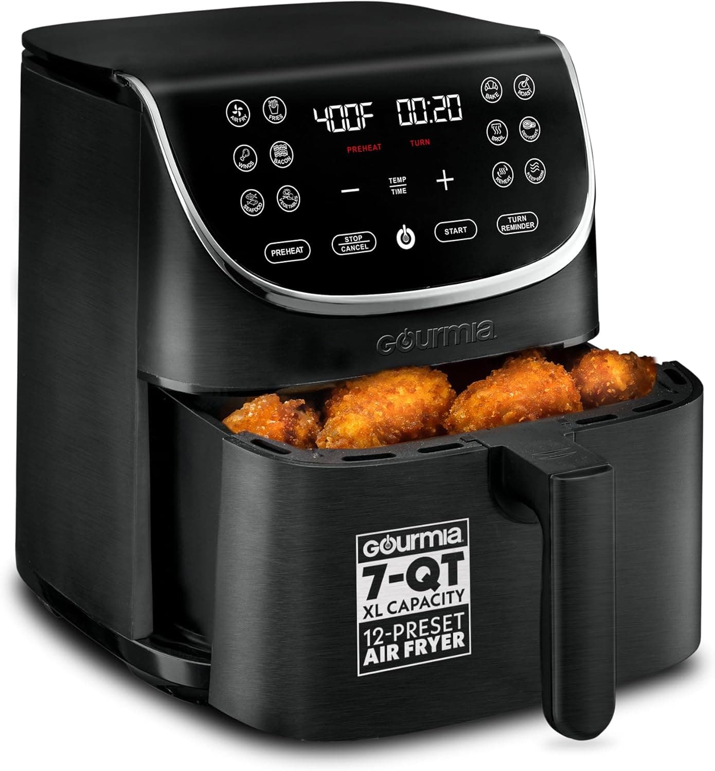 Gourmia Air Fryer - 7 Qt Large Capacity, FryForce 360º, Digital Display with 12 Presets, Roast, Bake, Broil, Dehydrate, Dishwasher Safe Accessories, Black - image 1 of 1