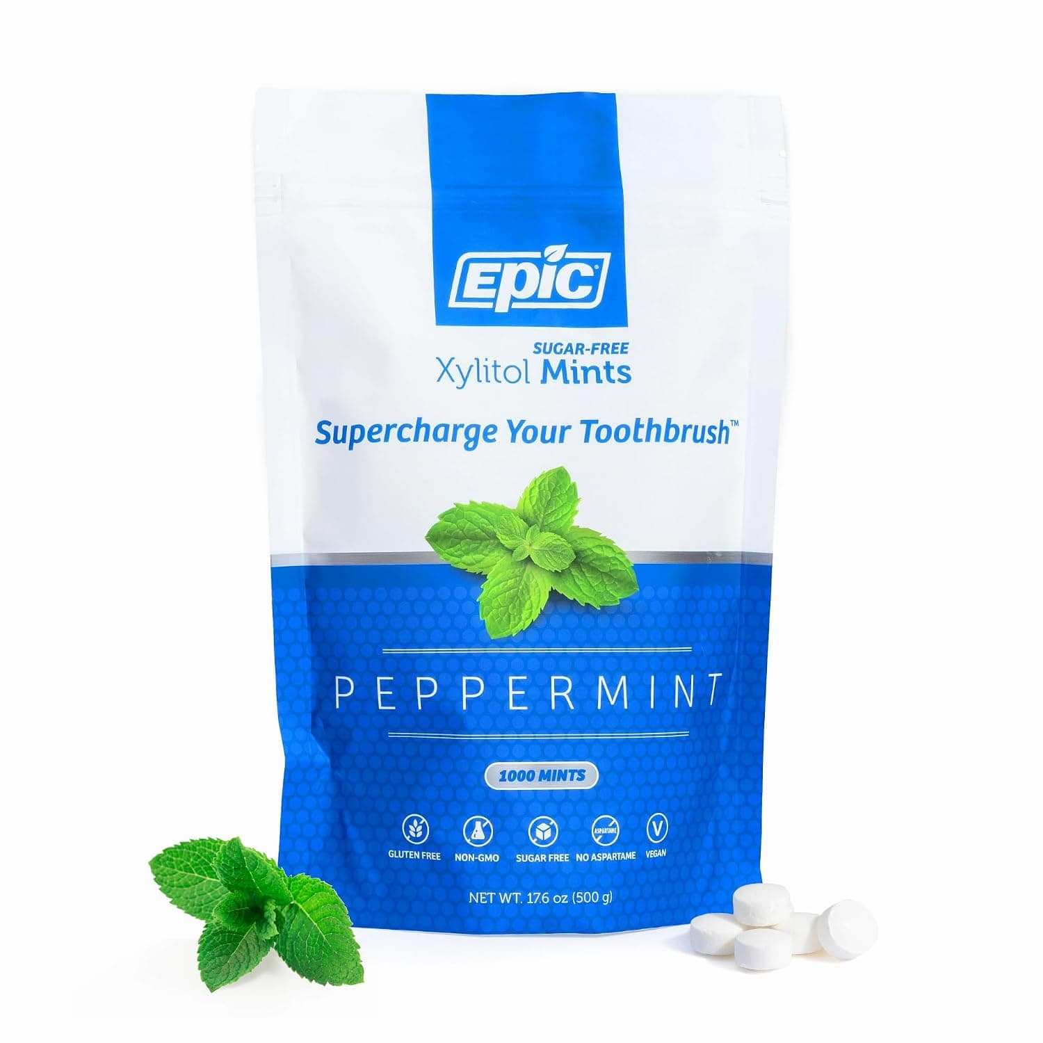 Epic 100% Xylitol Mints - Aspartame Free, Sugar Free - Peppermint Flavored Mints, 1000 Pieces (Pack of 1) - image 1 of 1