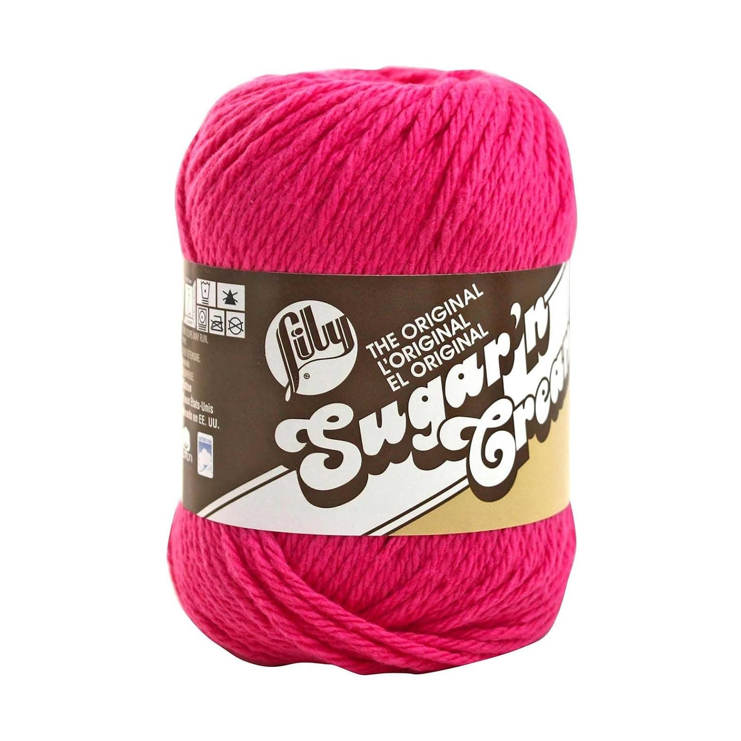 Lily Sugar 'N Cream The Original Solid Yarn, 2.5oz, Medium 4 Gauge, 100% Cotton - Hot Pink - Machine Wash & Dry - image 1 of 1