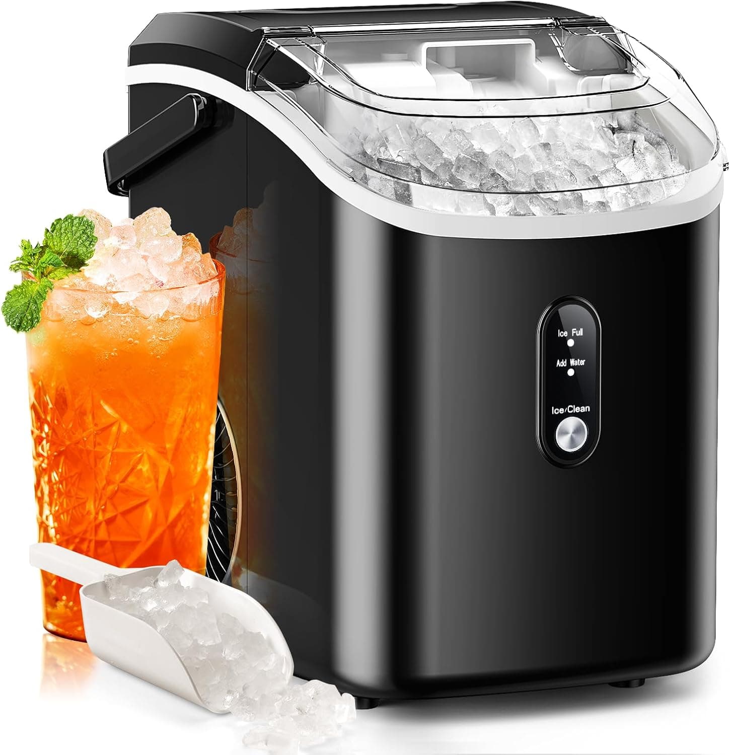 Nugget Ice Makers Countertop with Soft Chewable Pellet Ice, 7 Mins Ice Making, 35.5Lbs/24Hrs, Pebble Ice Maker Machine with Self-Cleaning/Ice Basket/Ice Scoop for Home/Office/Bar, Black - image 1 of 1