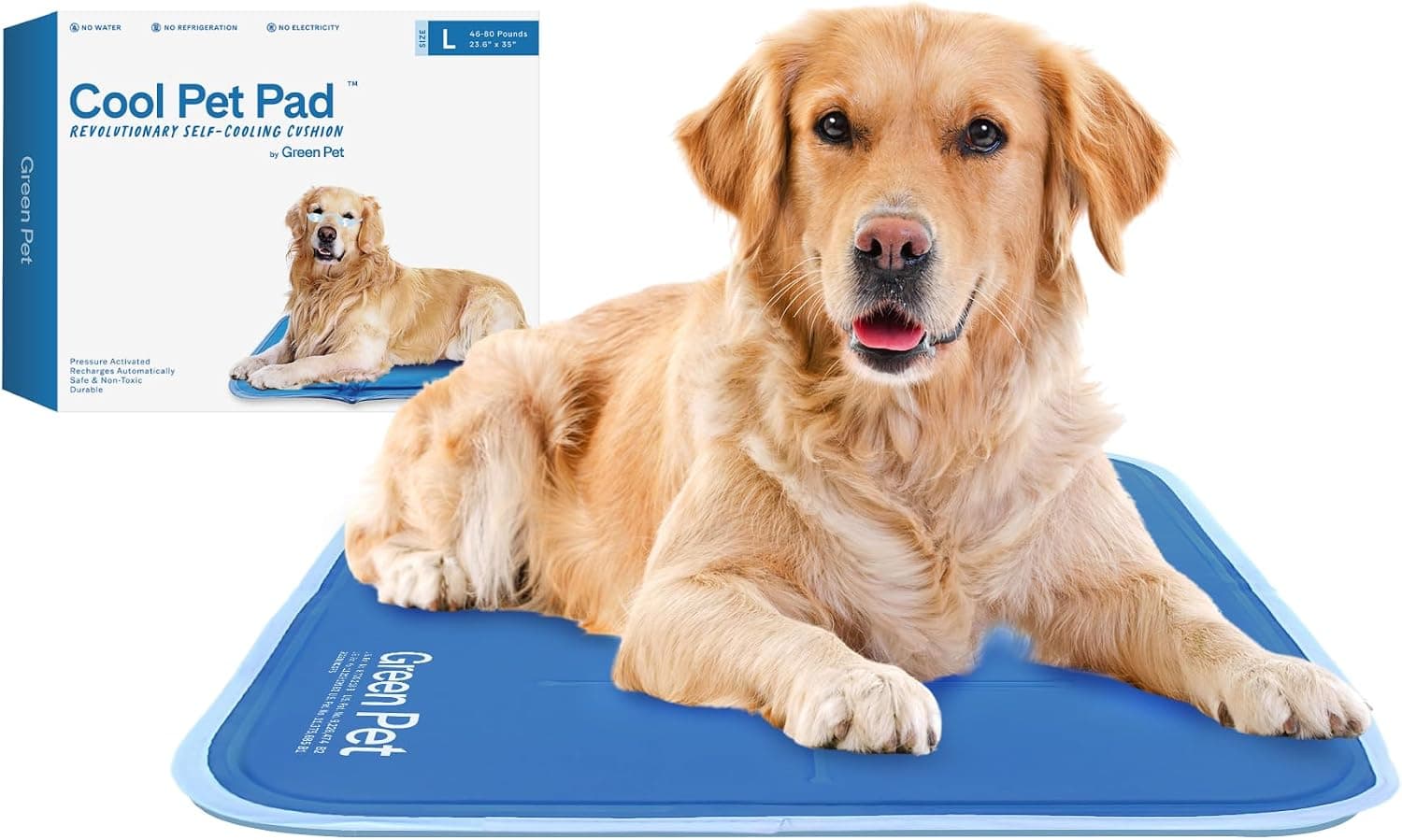 The Green Pet Shop Cool Pet Pad - Large, Blue - Self-Cooling, Pressure Activated Mat for Dogs & Cats from 46-80 lbs - Non-Toxic Gel, No Water Needed - image 1 of 1