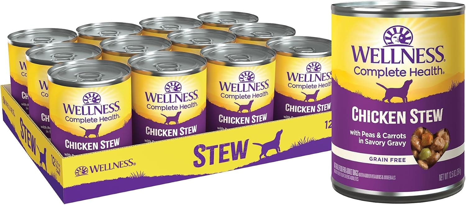 Wellness Complete Health Thick & Chunky Natural Grain Free Canned Wet Dog Food, Chicken Stew, 12.5-Ounce Can (Pack of 12) - image 1 of 1
