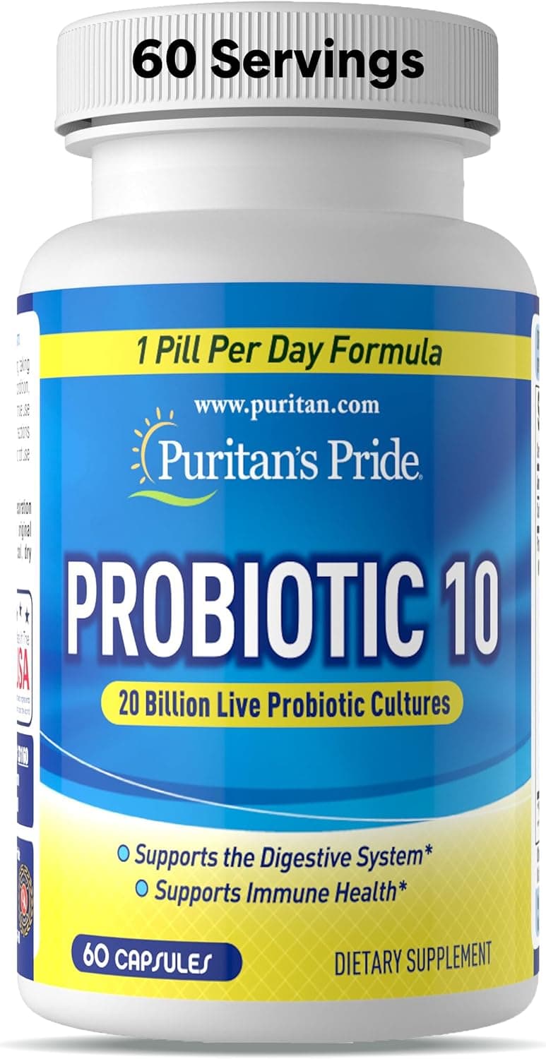 Puritan's Pride Probiotic 10 with Vitamin D to Help Support Immune System Health*, 60 Count, White - image 1 of 1