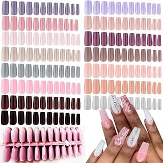 360pc Square Press on Nails Medium Fake Nail Gel Glue-on Nails Press ons | Medium Press on Nails Square, Glue on Nails, Shiny Acrylic Nails, Press on Nails Kit, Women Stick Nail Artificial Fingernail