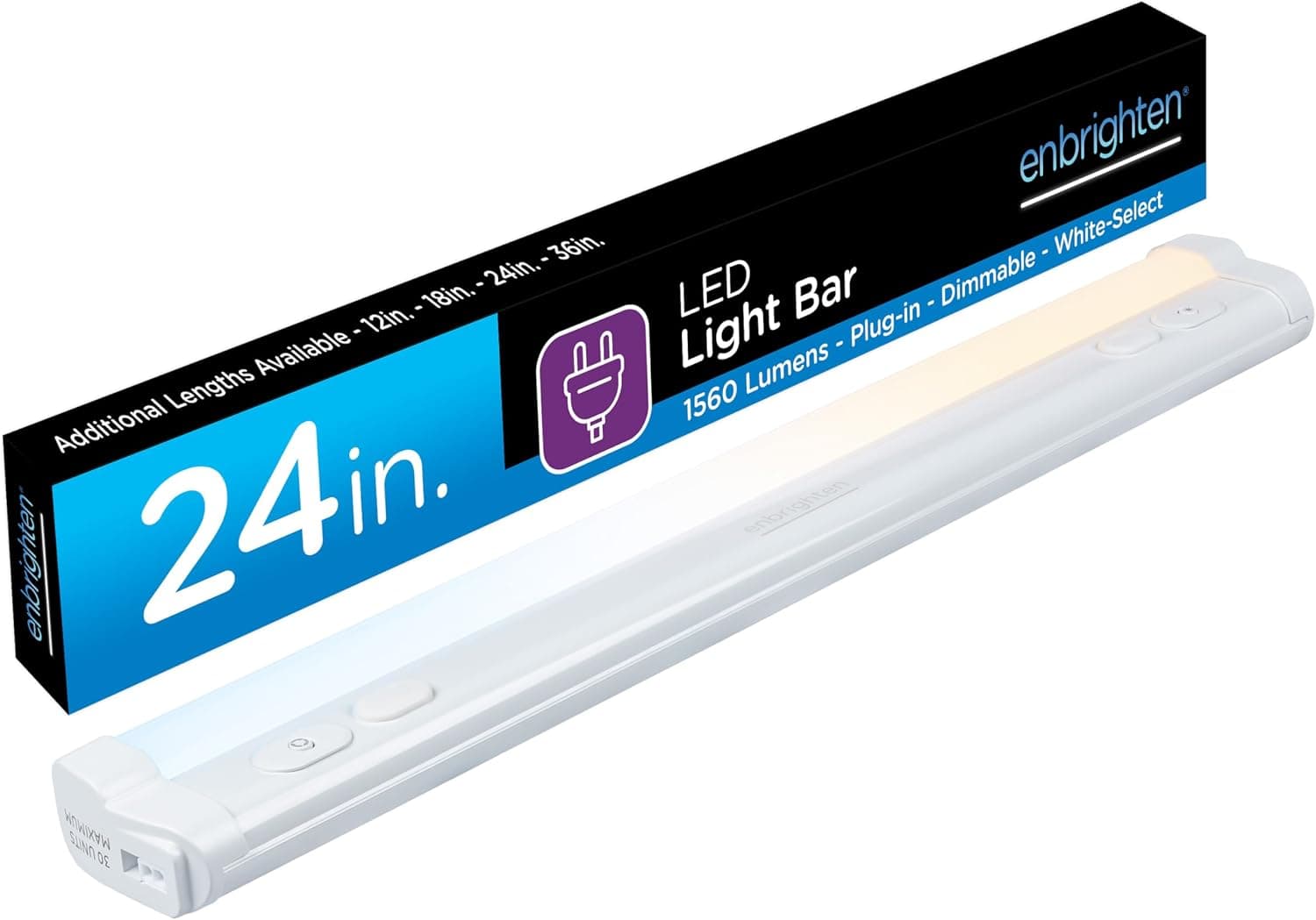 Enbrighten 24 inch Plug-in Under Cabinet Lights, 1560 Lumens, Five White Settings from (2700K-6500K), Full Range Dimmable, One-Touch Sync Control, Linkable Under Counter Lights for Kitchen 82786-T1 - image 1 of 1