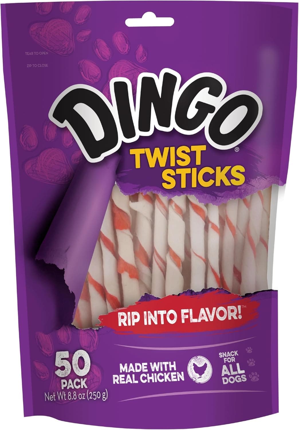 Dingo Twist Sticks 50 Count, Premium Rawhide Treats For Dogs Made with Real Chicken 50-Count - image 1 of 1