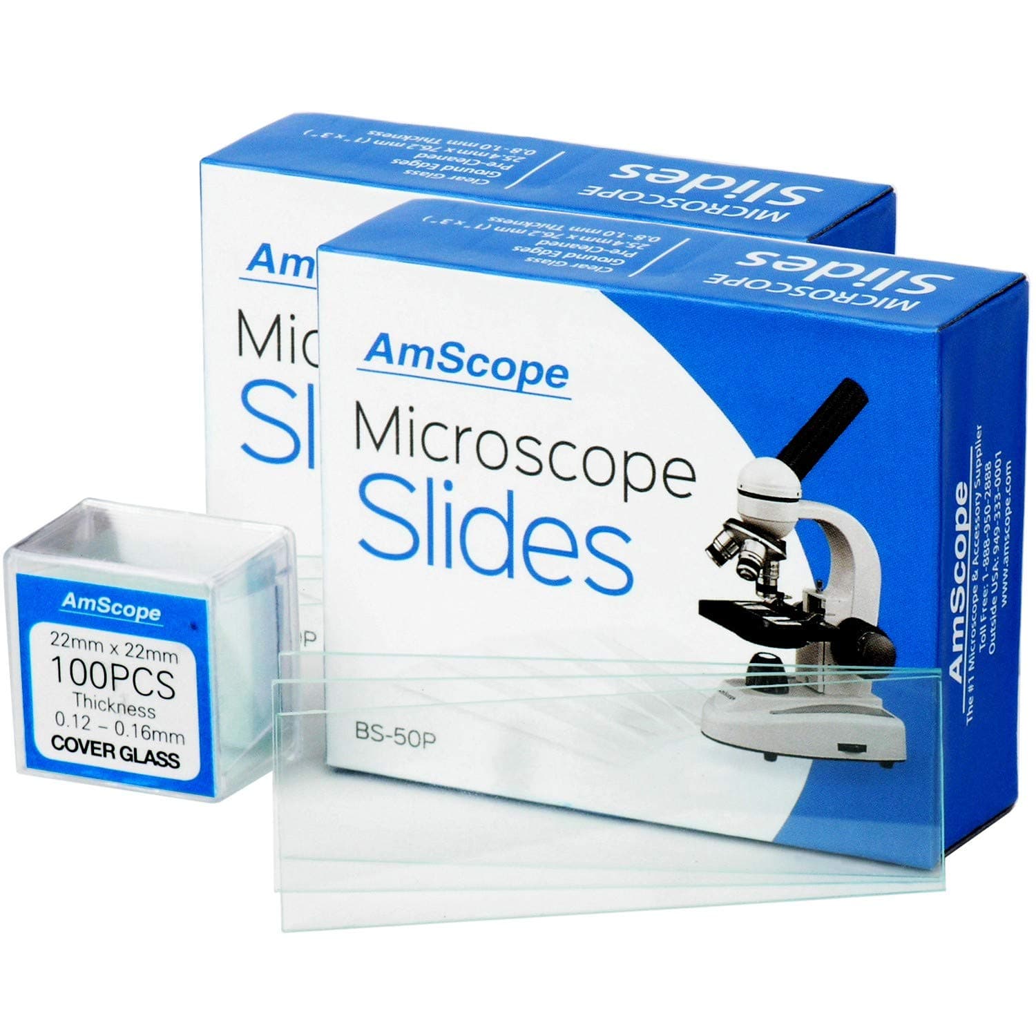 AmScope Microscope Slides, 100 Blank Slides with 100 Cover Glass - image 1 of 1