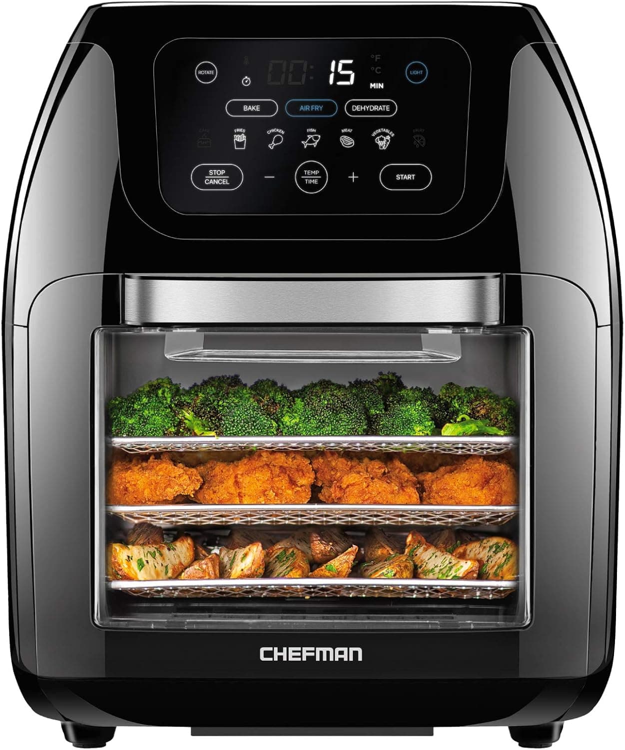 CHEFMAN Multifunctional Digital Air Fryer+ Rotisserie, Dehydrator, Convection Oven, 17 Touch Screen Presets Fry, Roast, Dehydrate, Bake, XL 10L Family Size, Auto Shutoff, Large Easy-View Window, Black - image 1 of 1