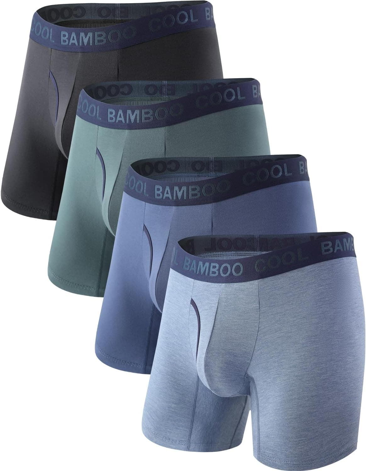 BAMBOO COOL Men's Underwear Boxer Briefs,Regular Leg,Breathable Soft Moisture-Wicking with Fly Underwear For men 4 Pack - image 1 of 1