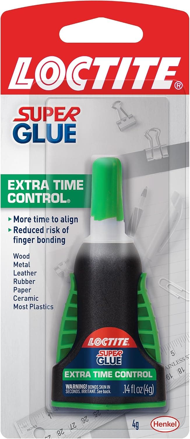 Loctite Super Glue Extra Time Control, Clear, 0.14 fl oz Bottle, 1 Pack - Superglue for Plastic, Wood, Metal, Crafts & Repair, Cyanoacrylate Adhesive Instant Glue - image 1 of 1