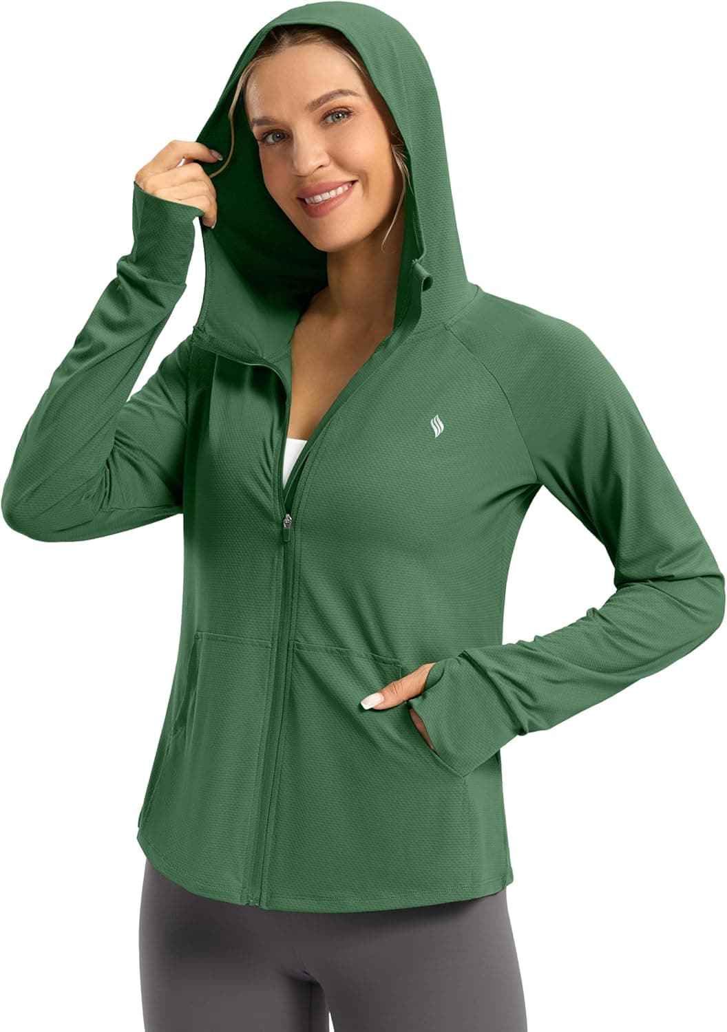 SANTINY Women's UPF 50+ UV Jacket Sun Protection Zip up Hoodie Lightweight Summer SPF Long Sleeve Shirts for Hiking Running