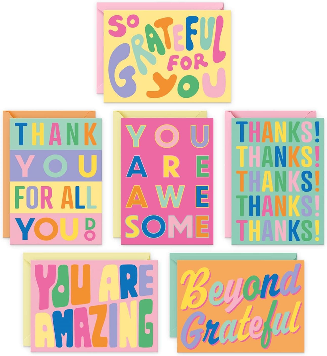Sweetzer & Orange S&O Fun Thank You Cards with Envelopes, Set of 24 Assorted Gratitude Note Cards in Pop Colors, Decorative Thank You Notes to Mix & Match for Expressing Appreciation - image 1 of 1