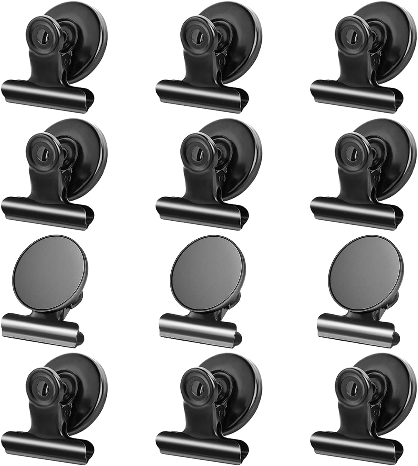 12pack Fridge Magnets Refrigerator Magnets Magnetic Clips Heavy Duty Detailed List Display Paper Fasteners on Home& Office& Teaching (Black, 12) - image 1 of 1