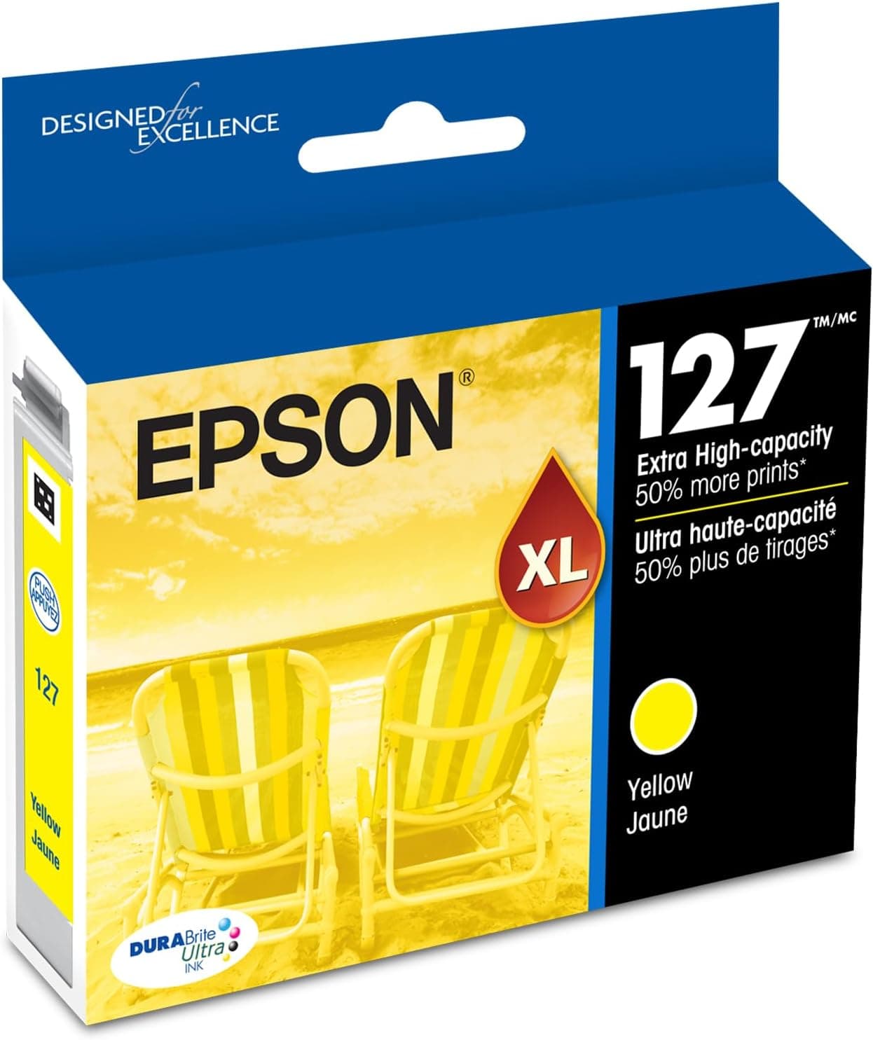 EPSON 127 DURABrite Ultra Ink Yellow Cartridge For NX-530, NX-625, WF-3520, WF-3530, WF-3540, WF-545, WF-60, WF-630, WF-633, WF-635, WF-645, WF-7010, WF-7510, WF-7520, WF-840, WF-845 - image 1 of 1