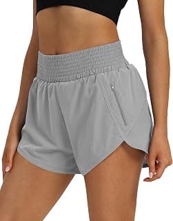 Women's High Waist Athletic Shorts Quick Dry Sporty Workout Running Shorts for Women with Zipper Pocket - image 1 of 1