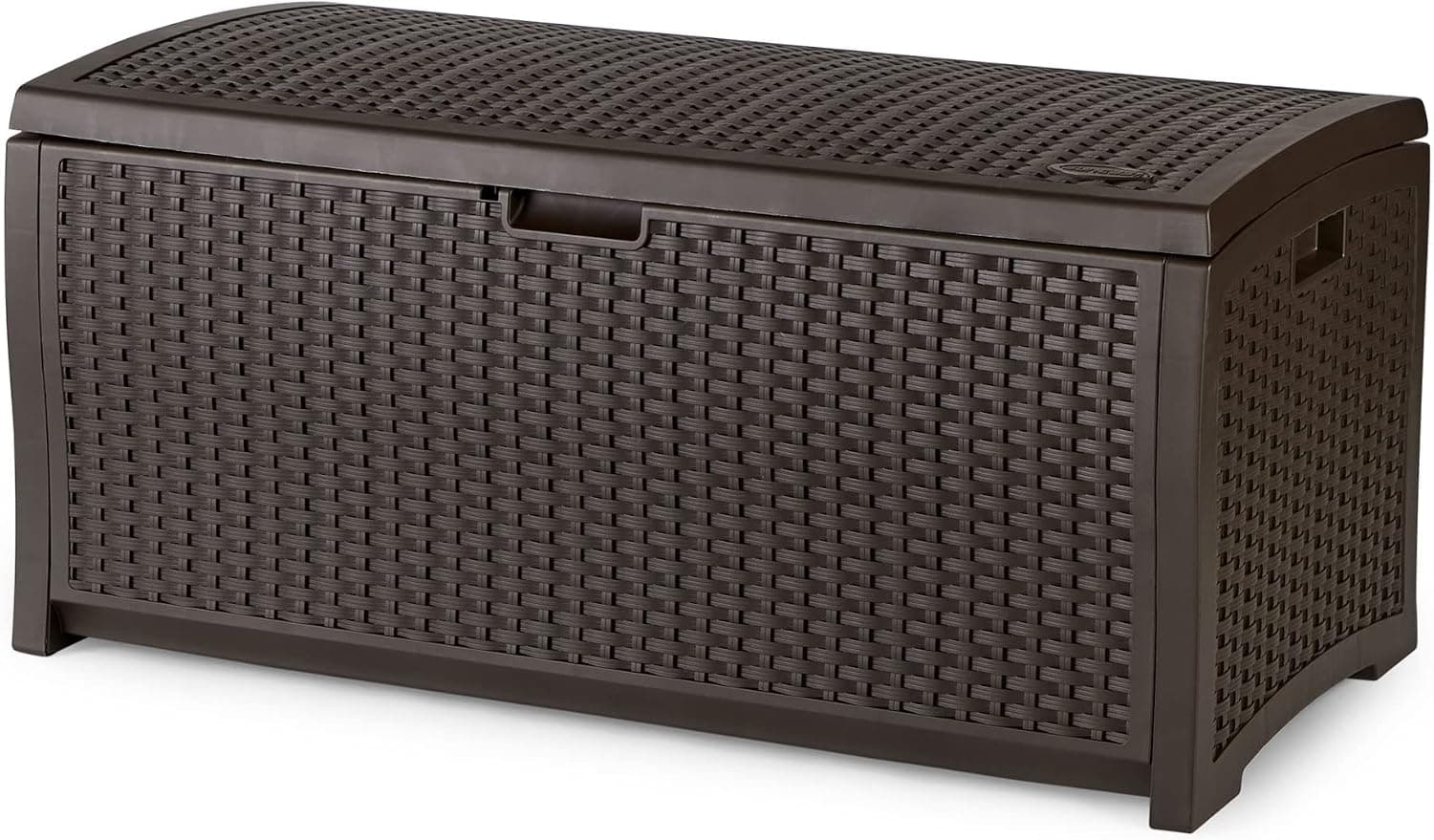 Suncast Outdoor Storage Box - 73 Gallon Mocha Brown Deck Box for Patio, Waterproof Outdoor Storage Bench, Resin Wicker Style, Heavy-Duty, Lockable Lid for Cushions, Shoes, Pool & Garden Gear - image 1 of 1