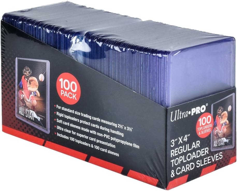 Ultra PRO 3" x 4" Clear Regular TopLoaders For Cards With Card Sleeves Bundle Standard Size 100ct Trading Baseball Toploader Card Sleeve Protectors - image 1 of 1