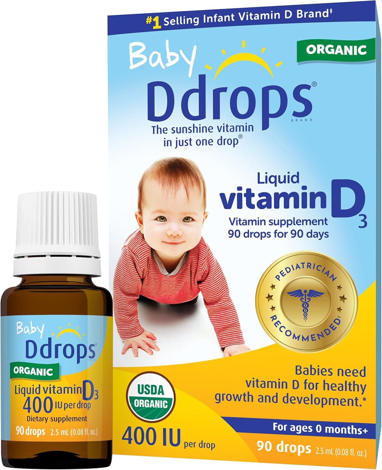 Ddrops Baby 400 IU, Vitamin D, 90 Drops 2.5mL (0.08 Fl. Oz (Pack of 1)) - image 1 of 1